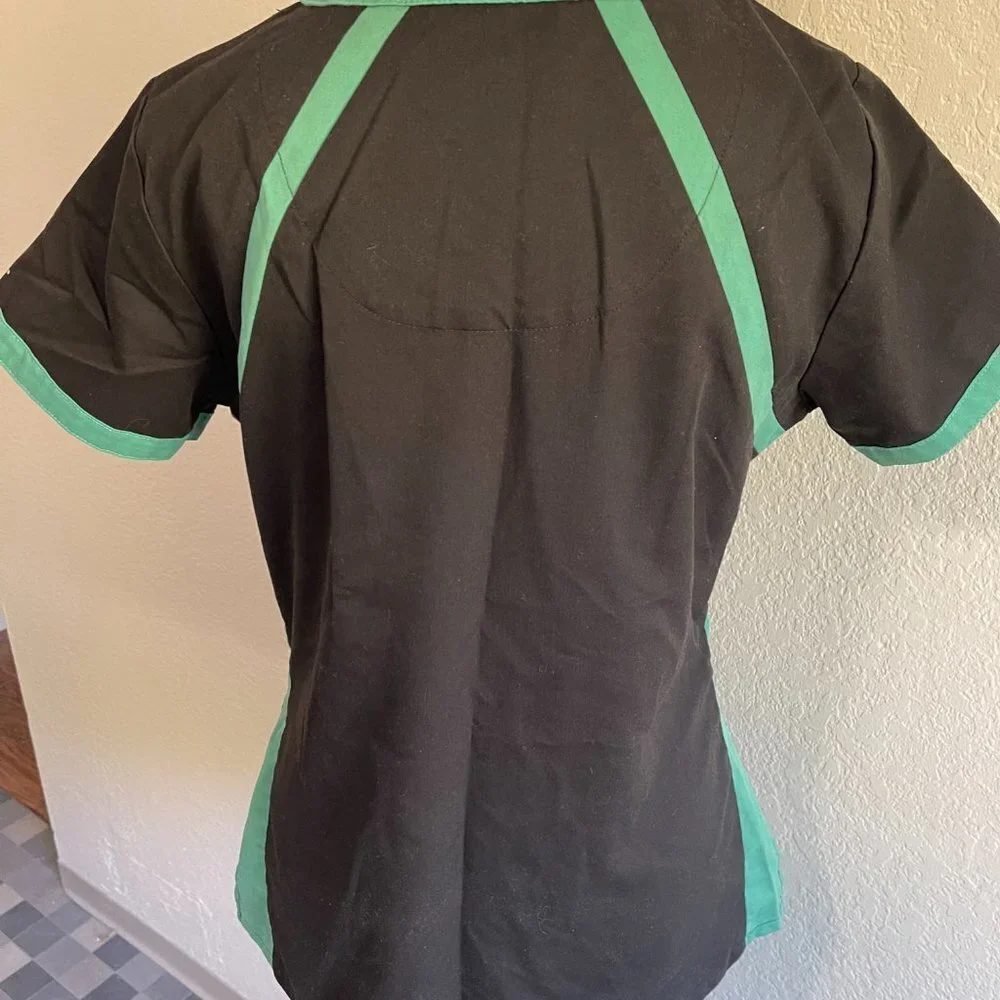 GREY'S Anatomy by Barco Women's scrub top black with green trim size small - Picture 2 of 10